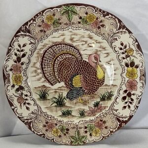 Vintage Bacharach‎ Turkey Plate Japan Hand Painted Thanksgiving Fall Harvest